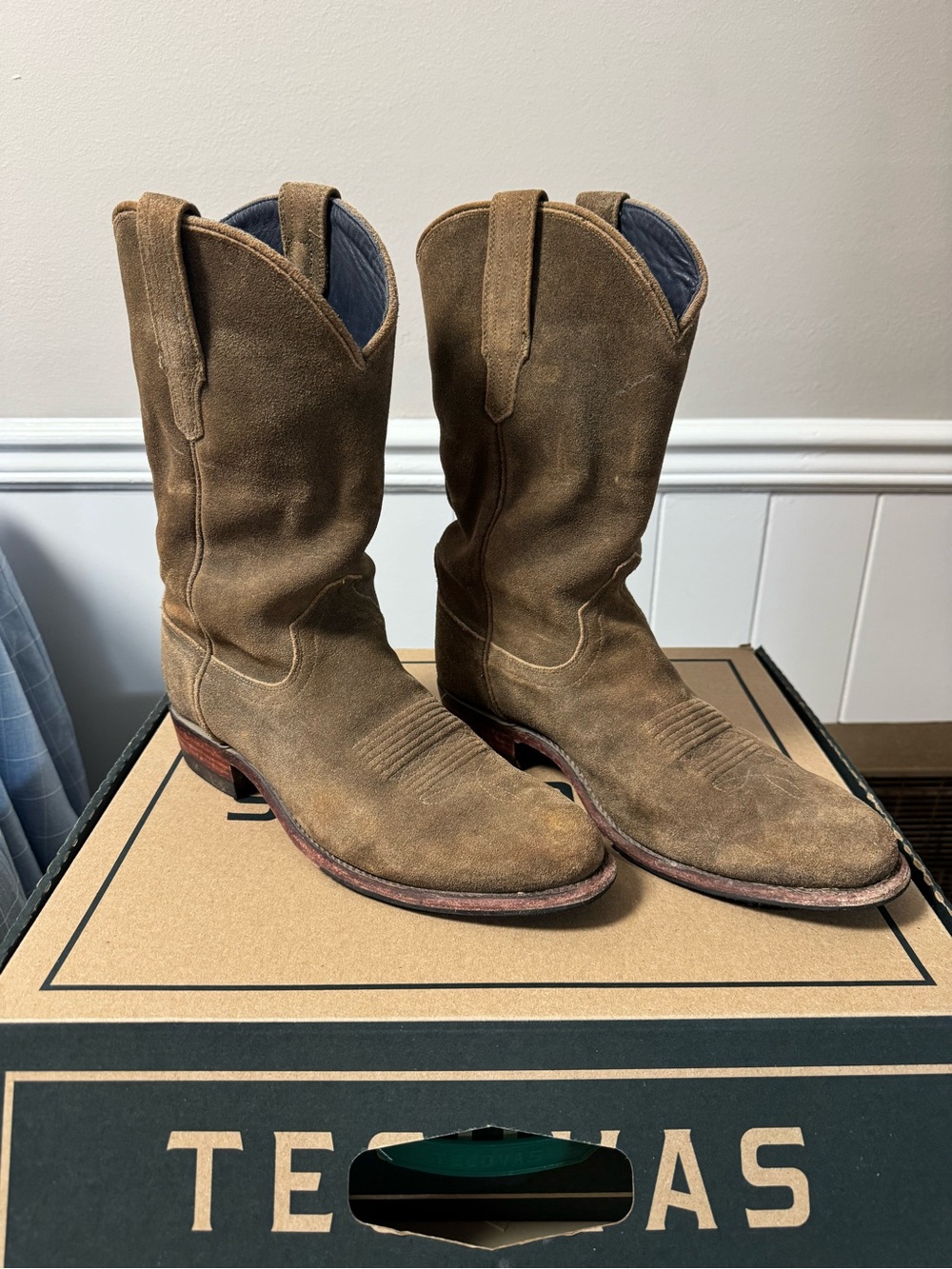 Tecovas Brown Suede Western Boots